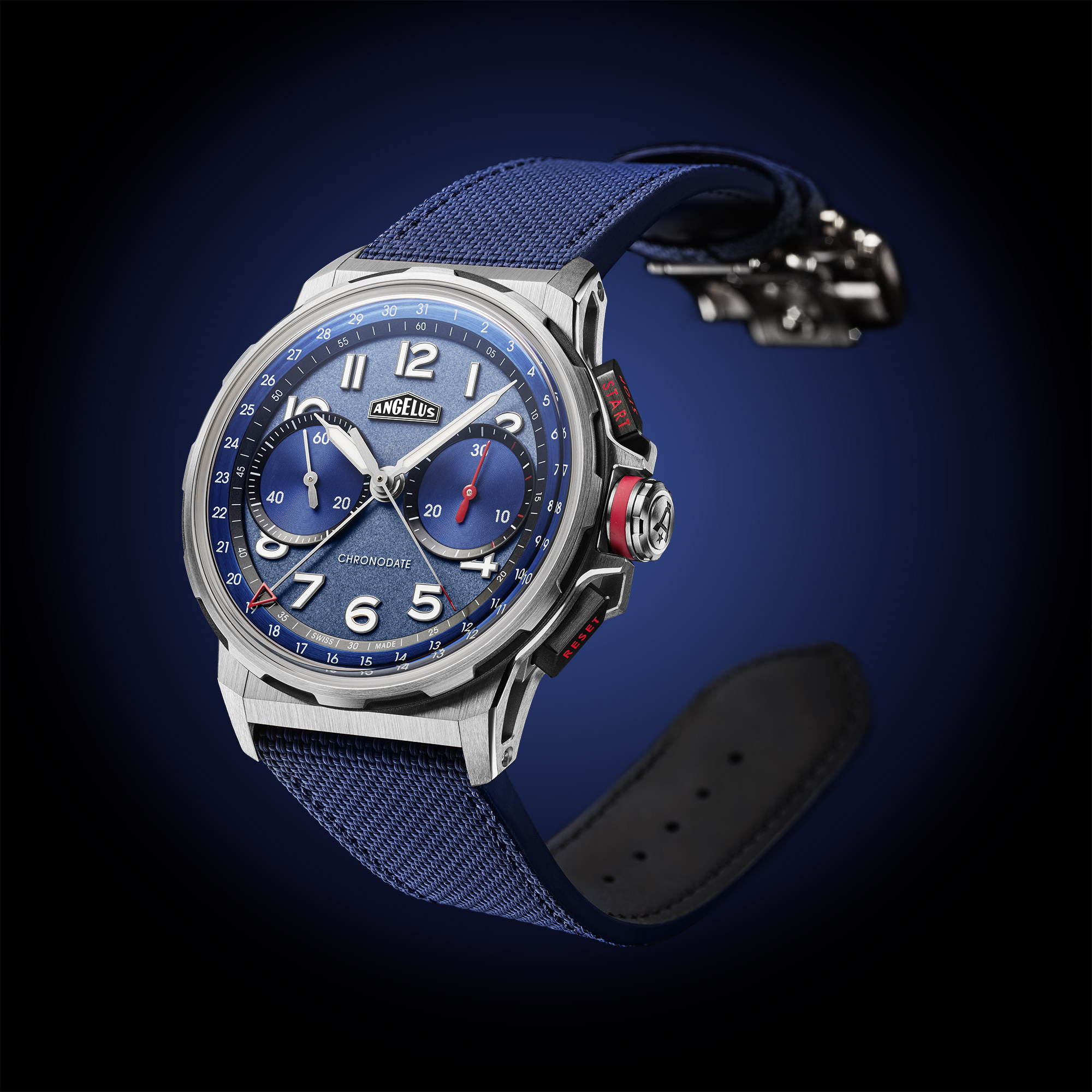 CHRONODATE TITANIUM Blue — Angelus Watches